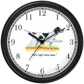 English Pointer Dog Cartoon or Comic   JP Animal Wall Clock by WatchBuddy Timepieces (Slate Blue Frame)  