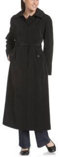 London Fog Women's Long Hooded Single Breasted Trench Coat, Black, 8 Outerwear
