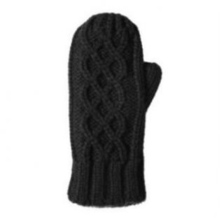 Isotoner Womens Lumpy Black Cable Knit Mittens with Microluxe Lining Cold Weather Mittens