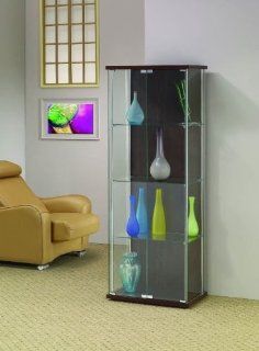 Glass Curio Cabinet in Cappuccino Finish by Coaster   Glass Curio Display Cabinet