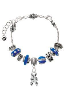Small Silver Ribbon with Paw Prints "Animal Rescue" "Juliet" Beaded Bracelet Snake Charm Bracelets Jewelry