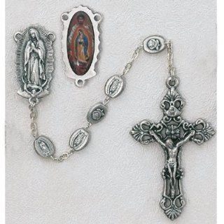 OVAL SILVER OX BEADS METAL OUR LADY OF GUADALUPE ROSARY, St. Mary, Patron Saint of (patronage) Patronage Americas, Central America, Mexico, Tennessee, New Mexico, New World, Puerto Vallarta, Mexico, California, Spain 
