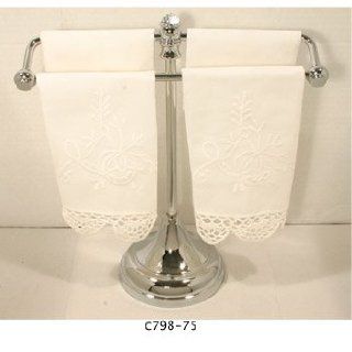 Paul Decorative C798 75PC Polished Chrome Bathroom Accessories Free Standing Hand Towel with Crystal Accents  