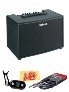 Roland AC 90 90 Watt 2x8 Inch Acoustic Chorus Guitar Amp Bundle with Tuner, Instrument Cable, and Polishing Cloth Musical Instruments