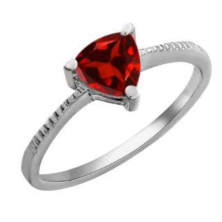 0.82 Ct Trillion Red Garnet 14K White Gold Ring Jewelry