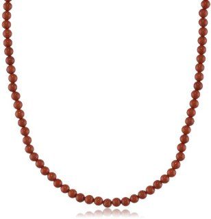 4mm Plain Round Red Jasper Bead Necklace, 60" Strand Necklaces Jewelry