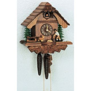 Schneider 10 Inch Animated Wood Chopper and Dog Black Forest Cuckoo Clock   Cuckoo Clocks
