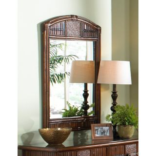 Hospitality Rattan Polynesian Arched Wall Mirror   Antique   Indoor Wicker Furniture