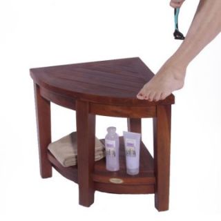 Decoteak Classic Teak Corner Spa Shower Stool   Shower Seats
