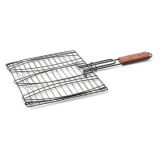 Outset QD75 Non Stick Triple Fish Basket with Rosewood Handle   Grill Accessories