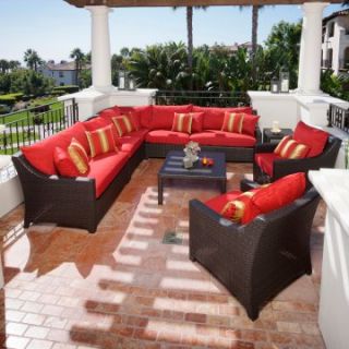 RST Outdoor Cantina 9 Piece Corner Sectional Sofa and Club Chairs Set   Conversation Patio Sets