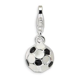 Sterling Silver Enamel Miniature Soccer Ball w/ Fancy Lobster w/Lobster Cla Jewelry
