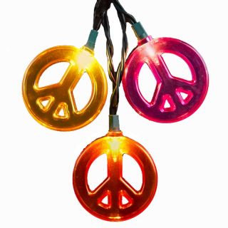 Kurt Adler Multicolored Peace Sign 10 ct. Light Set   Christmas Lights