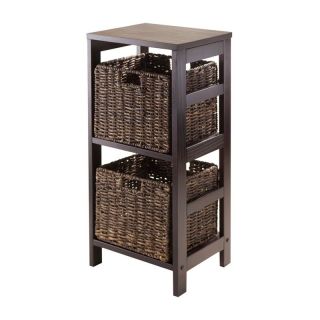 Winsome Granville 3 Piece Storage Shelf with 2 Foldable Baskets   Espresso / Chocolate   Bookcases