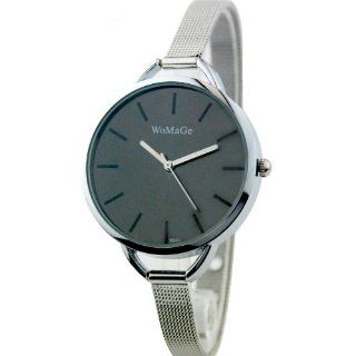 Classic Cool Black Lady Watch Large Round Surface Analog Display Superfine Stainless Steel Strap Quartz Movement W9940 at  Women's Watch store.