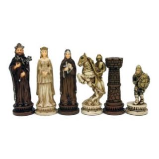Medieval Hand Painted Polystone Chessmen   Chess Pieces