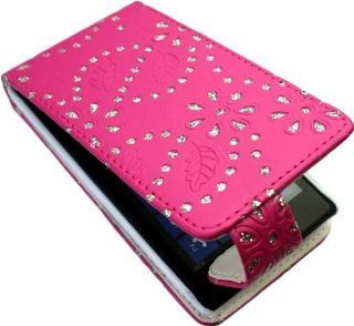 New Glitter Bling Faux Leather Case for Nokia Lumia 520   Pink Cell Phones & Accessories