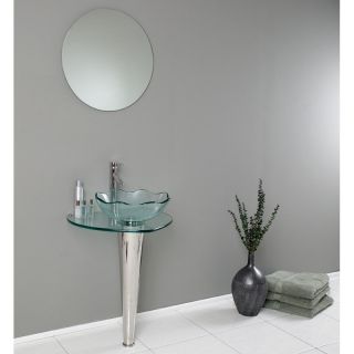 Fresca Netto 23.75 in. Modern Glass Single Bathroom Vanity & Wavy Edge Vessel FVN1036   Single Sink Bathroom Vanities