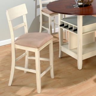 Jofran Frosted White & Cherry Counter Height Stool   2 Stools   Bistro Chairs