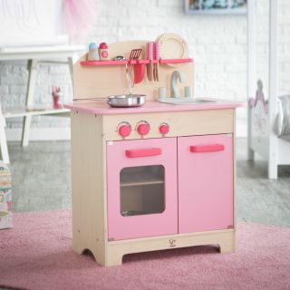 Hape Pink Gourmet Play Kitchen with Accessories   Play Kitchens