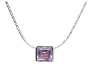 Sterling Silver and Amethyst Slide Pendant, 18" Pendant Necklaces Jewelry