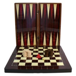 High Gloss Wood Grain Folding Backgammon Set with Chessboard   Backgammon Sets
