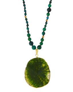 Beaded Crystal Pendant Necklace, Green