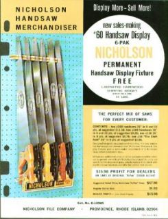 Nicholson 60" Handsaw Display sell sheet 1960s Entertainment Collectibles