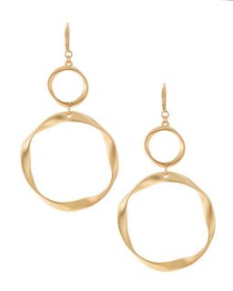 Double Drop Golden Twisted Circle Earrings