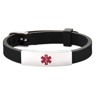 Hope Paige Medical ID Rubber Watch Band Style Adjustable Bracelet   Black