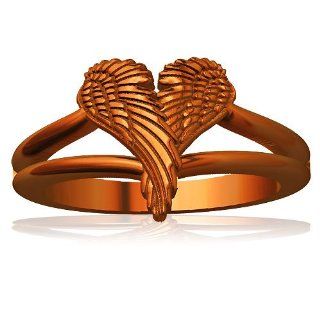 Winged Love, Angel Heart Wings Ring, 11.5mm in 14k Gold Jewelry