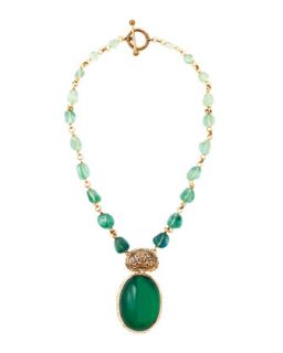 Green Agate Oval Pendant Necklace