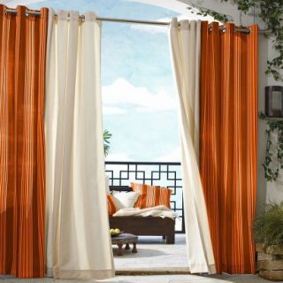 Outdoor Decor Gazebo Stripe Indoor/Outdoor Grommet Top Window Panel  Orange