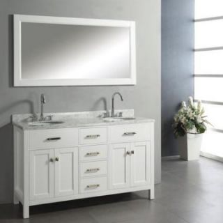 Virtu USA Caroline 60 in. Double Sink Bathroom Vanity   White   Double Sink Bathroom Vanities
