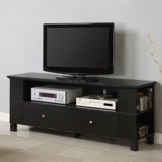 Walker Edison 60 in. Wood TV Console with Multi purpose Storage   Black   TV Stands