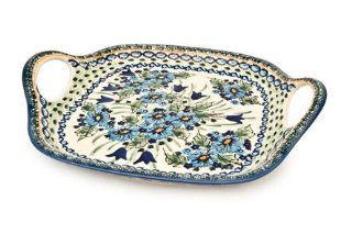 Polish Pottery Ballina Square Serving Tray with Handles Kitchen & Dining