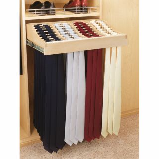 Rev A Shelf RCWTR 2414 1 24 in. Classic Tie Rack with Slides and Hardware   Wood Closet Organizers