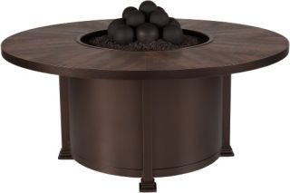 O.W. Lee Santorini Iron 54 in. Round Fire Pit Chat Table   Patio Tables