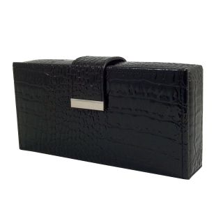 Mele Fall Black Croco Faux Leather Travel Jewelry Case   8.25W x 1.75H in.   Womens Jewelry Boxes