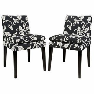 angeloHOME Marnie Dining Chair Set   Black and White Vine   Set of 2   Dining Chairs
