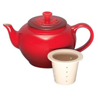 Le Creuset 22 oz. Stoneware Teapot With Infuser   Cherry   Teapots