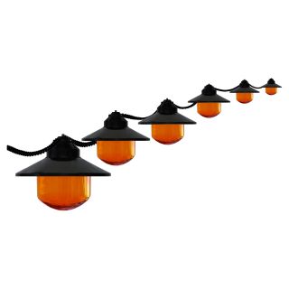 Polymer Products LLC Shaded Six Globe String Light Set with HD Orange Globes   Black   Outdoor Hanging Lights