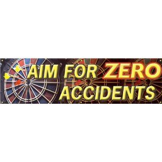 Accuform Signs MBR817 Reinforced Vinyl Motivational Safety Banner "AIM FOR ZERO ACCIDENTS" with Metal Grommets, 28" Width x 8' Length Industrial Warning Signs