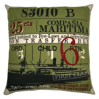 Koko Company Ticket Olive Decorative Pillow Do Not Use