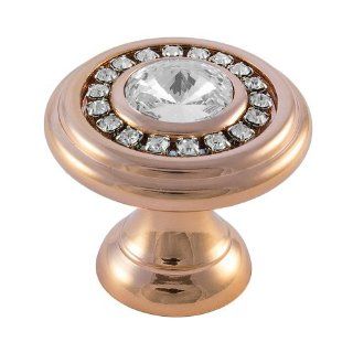 Swarovski Clear Crystal Pull Knob, 0.98 inch by 1.10 inch, Rose Gold, 792_PP   Cabinet And Furniture Knobs  
