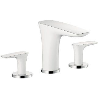 Hansgrohe 15073401 Puravida Widespread Faucet, White/Chrome   Bathroom Sink Faucets  