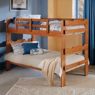 Sunset Trading Rustic Twin over Twin Scalloped Bunk Bed   Honey Pine   Bunk Beds