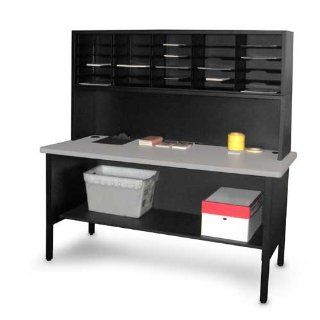 25 Adjustable Slot Literature Organizer with Riser Color Black Textured Steel/Gray Laminate Surface  Mailroom Stations 