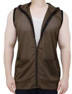 LNY Apparel Men's Sleeveless Mesh Zip up Hoodie Vest at  Mens Clothing store Outerwear Vests