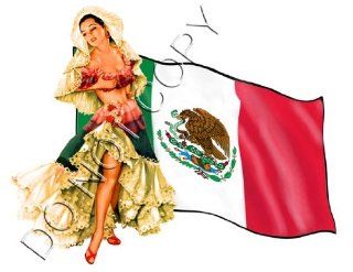 Sexy Mexican Flag Senorita Pinup Decal s124 Musical Instruments